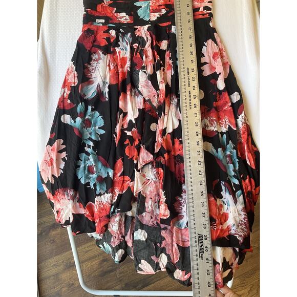 Eva Mendes New York Company Women Midi Dress 8 Black Floral Fit Flare Sleeveless - Picture 8 of 11